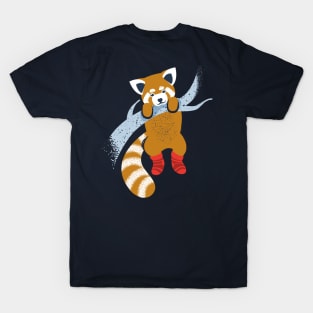 Cute red panda wearing red socks // spot illustration T-Shirt